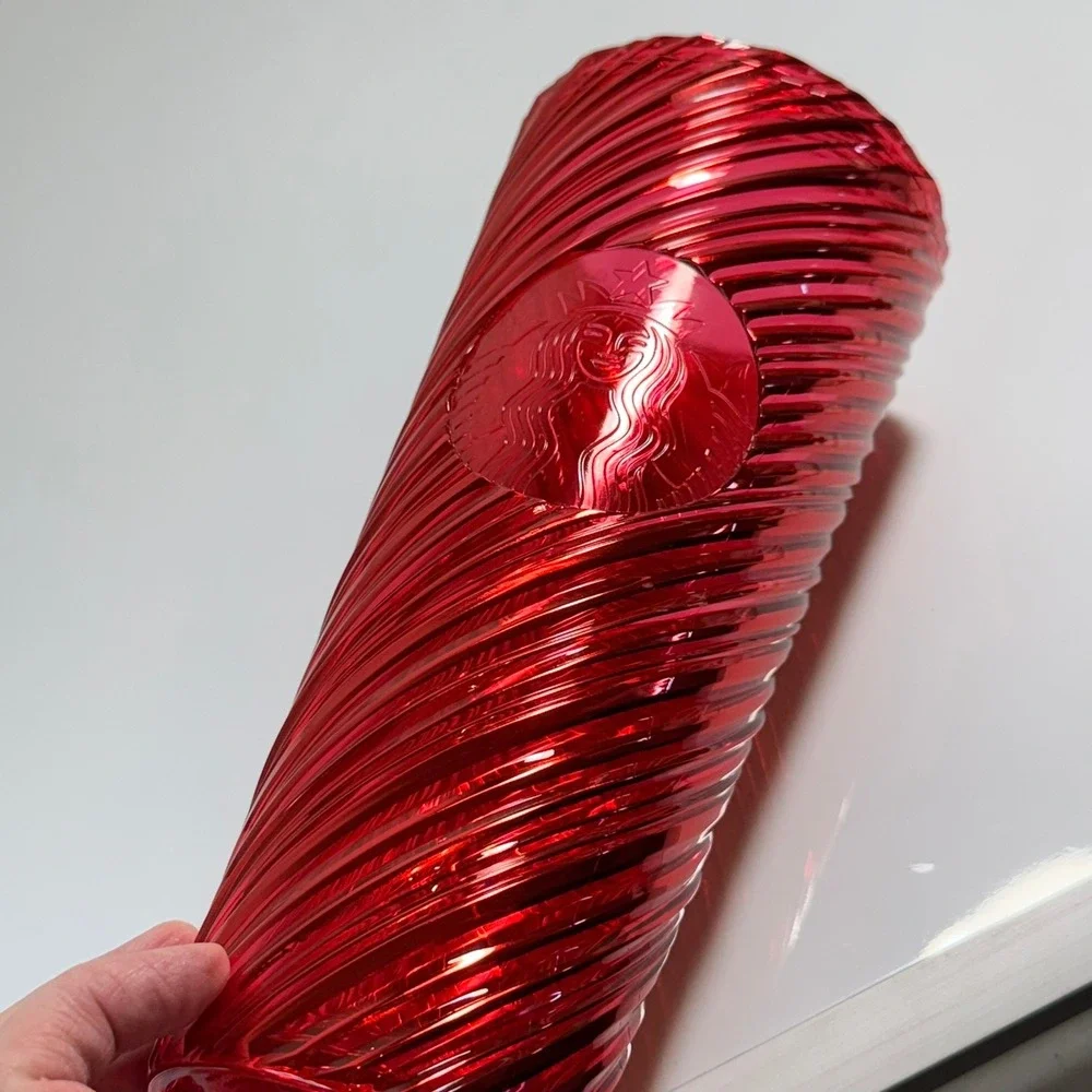 Starbucks Red Swirl‎ Cold Cup Tumbler 24 fl oz Holiday Edition No Lid